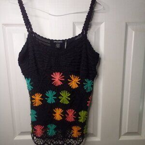 Gaby & Eden Shirt Women L Crochet Cottagecore Boho Sleeveless Colorful
